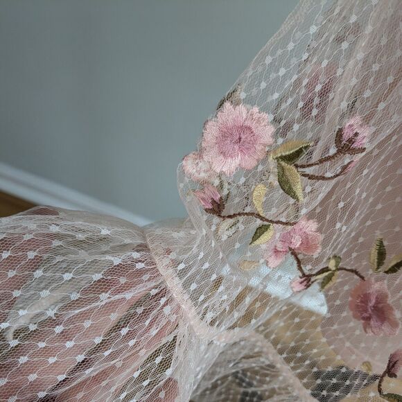 Vintage Sue Wong Mini Dress 2 Pink Y2K Fairy Nymph Floral Babydoll Lace Bead - Picture 11 of 14